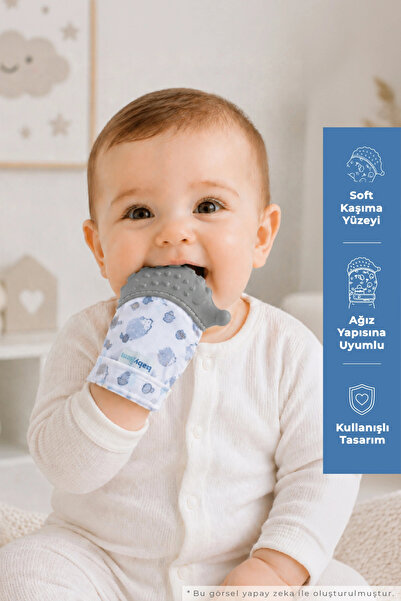 Babyjem Bebek Diş Kaşıyıcı Eldiveni Kirpi Gri