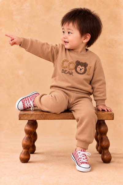 BOBİŞKO BABY Rocha Baby Boy Brown Cool Bear Towel Embroidered 2-Piece Set - T...