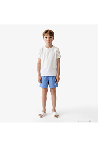 Calvin Klein Medium Drawstring Çocuk Mavi Deniz Şortu