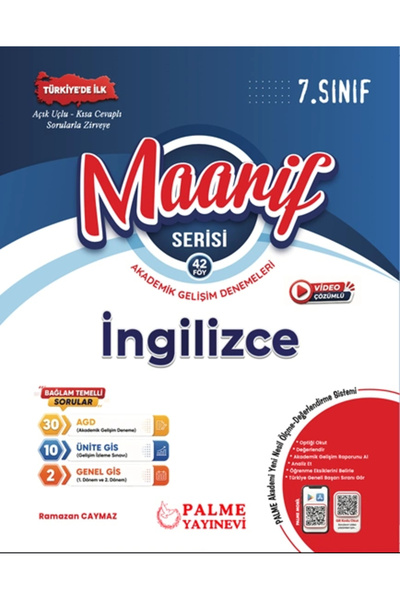 Palme Yayınevi 7. Sınıf Maarif İngilizce Haftalık Denemeler