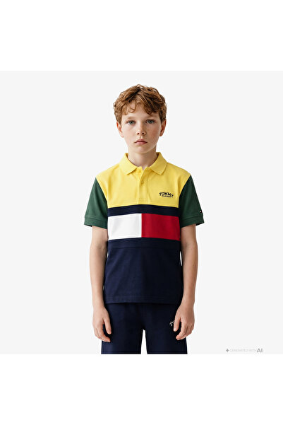 Tommy Hilfiger Flag Çocuk Sarı Polo Yaka T-Shirt