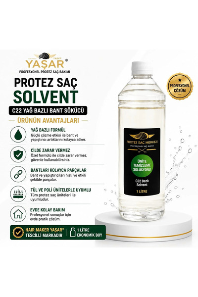 hair maker yaşar Protez Saç Solventi C22 Yağ Bazlı Bant Sökücü 1 Litre | Prot...