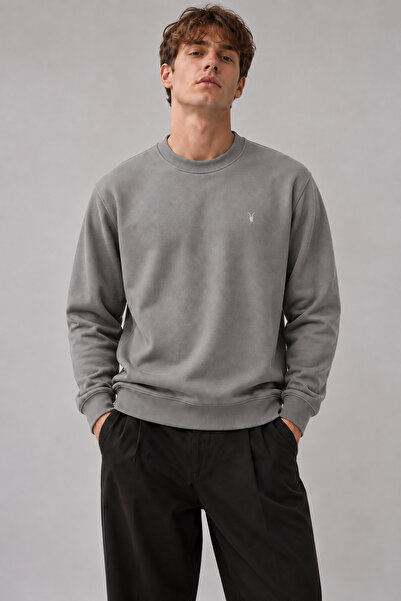 COMBİNE MİCHAİL Gray Color Basic Crew Neck Men's Sweatshirt