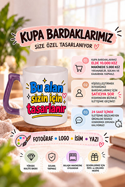 Kişiye Özel Baskı Fotoğraf, Yazı, Logo İletebilirsiniz Kupa Bardak Özel Hediye