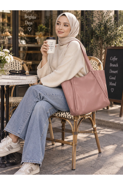 İlkimay Kavis Detaylı Geniş Omuz Çantası - Pembe