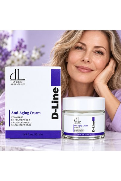 dl d line laboratories Anti-aging cream, skin renewal, anti-aging, collagen-supported, hyaluronic acid, preserves youthful appearance.