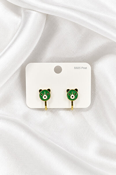 ÖZÇTAKI Steel Children's Earrings - Clip-On (Non-Pierced) - Teddy Bear Model ...