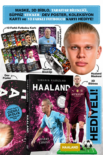Parodi Yayınları Haaland Futbolcu Kitabı - Maç Kornası, 3D Biblo, Dev Poster,...