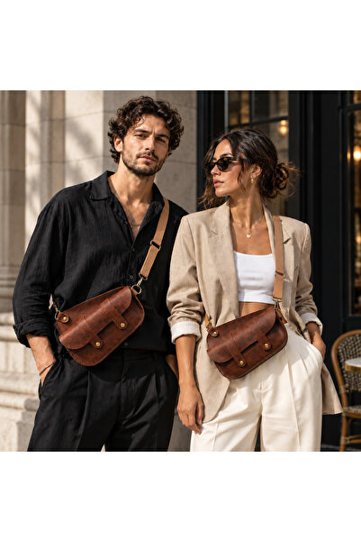 DEER Hakiki Deri Saddle Bag Çanta – Frisco Deri Mıknatıslı Kapaklı Çapraz Omu...