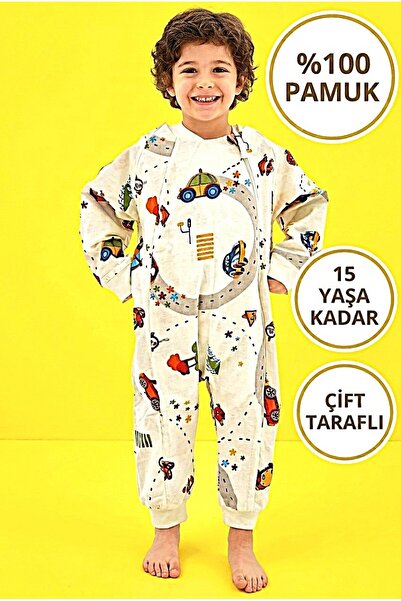 Happystore Elyafsız Organik Kışlık Uzun Kol Çift Kat %100 Pamuk Pazen Arabalı...