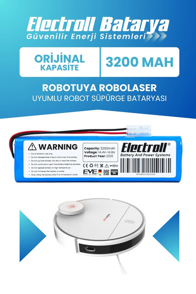 ELECTROLL RoboLaser Uyumlu Batarya (STANDART KAPASİTE) 3200mah Pil Robot Süpü...