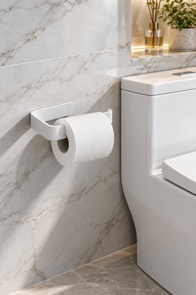 UG Home White Lamalı Adhesive Toilet Paper Holder Wc Paper Holder Toilet Paper Hanger