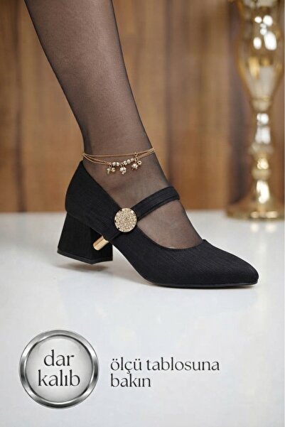 nuvora Pointed Toe Buckle Closed Back Short Heeled 3-cm Satin Women's Shoes-N...