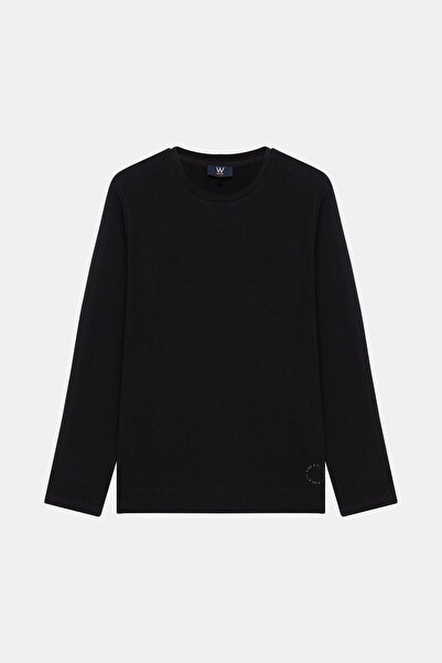 W Collection SİYAH BİSİKLET YAKA UZUN KOLLU SWEATSHİRT