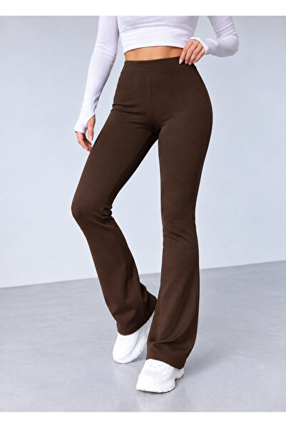 glanour High Waist Black Fabric Spanish Flare Pants