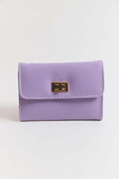 Juuuj Lila Soft Textured Compact Design Multi-Compartment Metal Closure Daily...