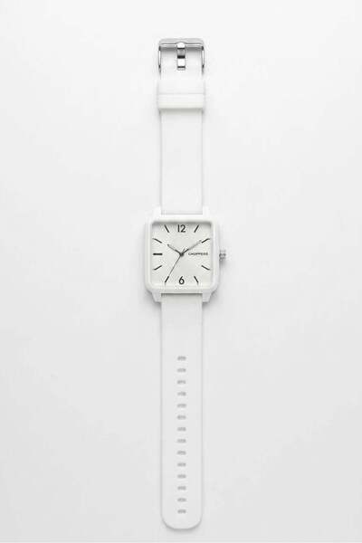 Juuuj White Silicone Band Square Dial Simple Design Practical Use Casual Wris...