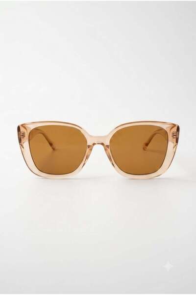 Juuuj Honey Brown Bone Frame Retro Cat Eye Cornered Shape Daily Use Sunglasses