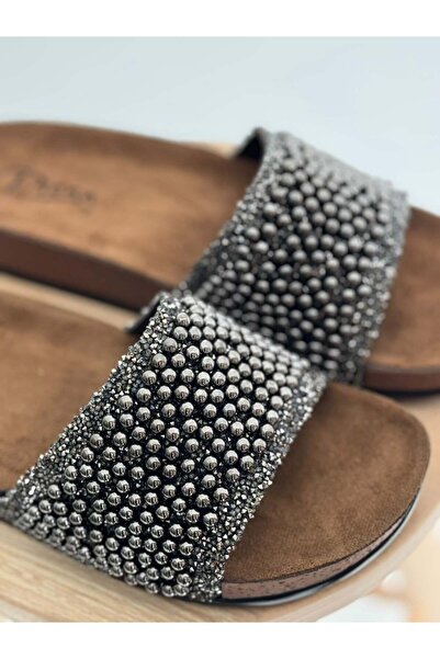 Juuuj Smoked Stone Detailed Non-Slip Sole Comfortable Slippers Suitable for D...