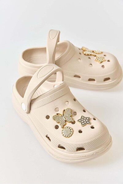 Juuuj Cream-Colored Soft Sole, Non-Slip Construction, Accessory Detail, Suita...