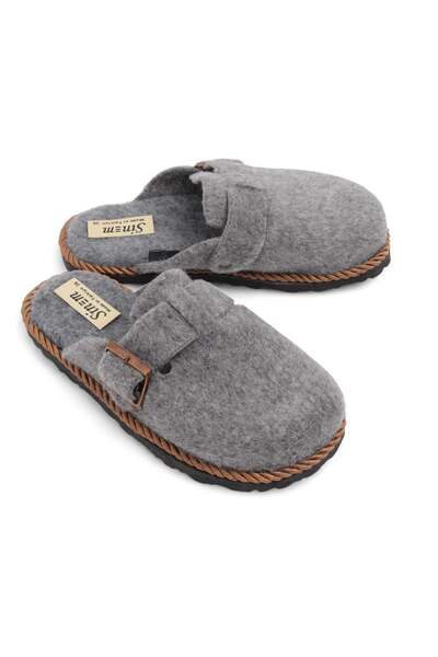 Juuuj Gray Felt Fabric Closed Front Lightweight Flexible Daily Home Slippers ...