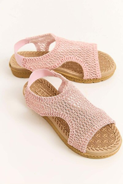 Juuuj Pink Knitted Textured Flexible Straps Non-Slip Sole Comfortable Sandals...
