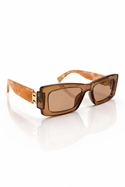 Juuuj Mink Bone Frame Rectangular Shape Polarized Glass Sunglasses with Prote...