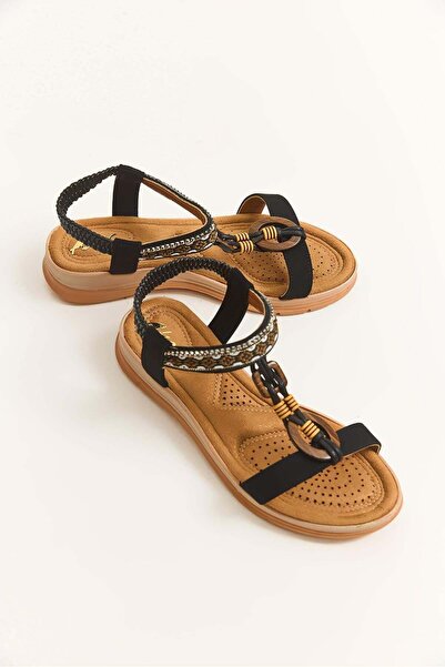 Juuuj Black Extra Comfort Sole Design, Comfortable Sandals with Accessories, ...