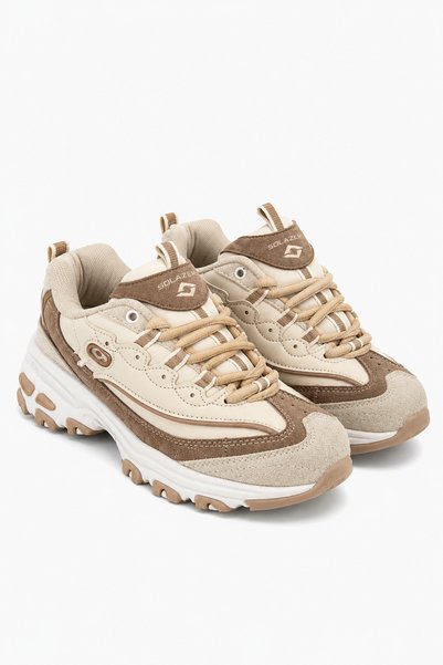 Juuuj Beige Faux Leather Detailed Lace-Up High-Sole Casual Comfortable Sports...