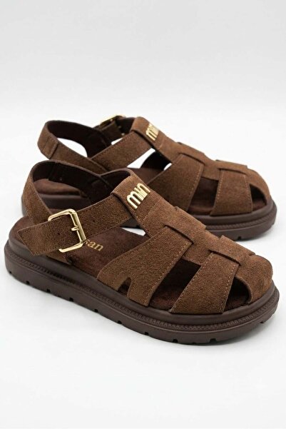 Juuuj Brown Lightweight and Flexible Textured Closed-Toe Orthopedic Sole Sand...