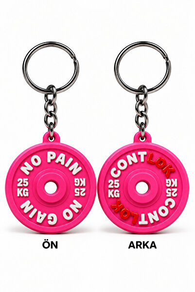 CONTLOK 25kg Weight Plate Keychain - No Pain No Gain