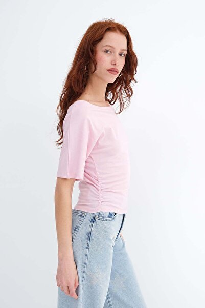 Addax Yanı Büzgülü T-shirt P1913