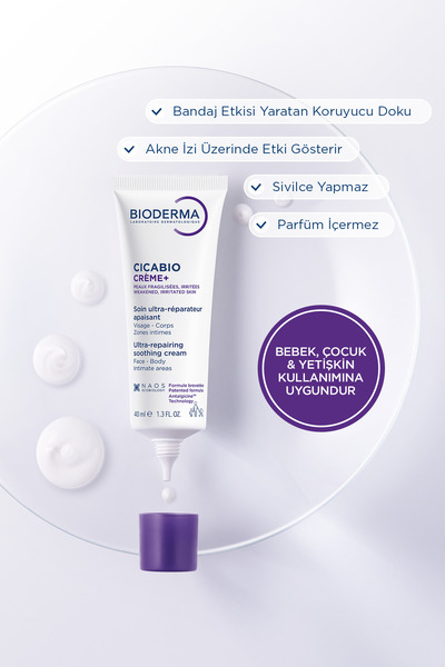 Bioderma Cicabio Cream+ Cilt Bariyeri Onarıcı Nemlendirici Yatıştırıcı Tüm Ciltler İçin Yüz Vücut Kremi 40 ml
