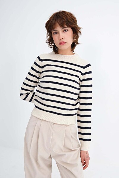 Addax Striped Knitwear Sweater K3534