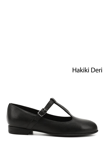 GÖNDERİ(R) Kadın Siyah Mary Jane Hakiki Deri Babet