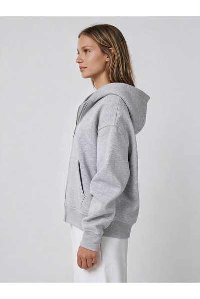 Coredra Basic Women's Oversize Fit Hoodie and Zipper Top