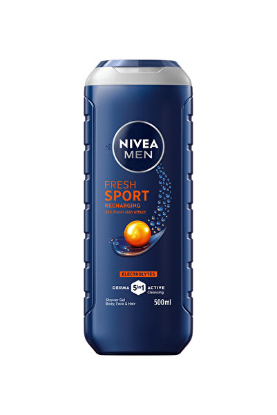 Nivea Men Men Sport Gel de duș 3 în 1, Efect proaspăt 24h, 500 ml