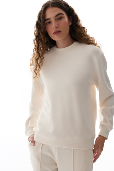 Penti Ekru Modal Bisiklet Yaka Oversize Sweatshirt