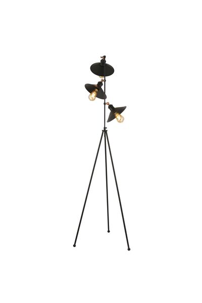 Apliqa Lampadar violet cu 3 lumini, din metal negru, cu trepied