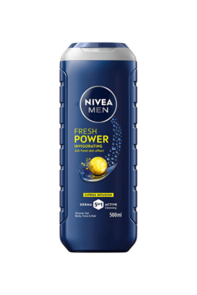 Nivea Men Men Power Refresh 3 în 1 Gel de duș revigorant, 500 ml