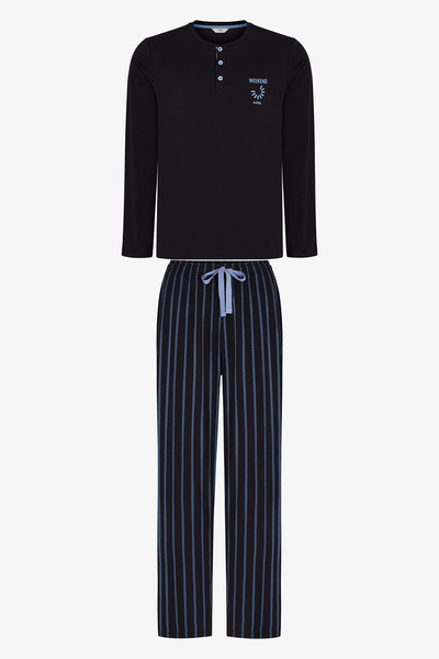 Penti Men's Nightform Striped Trousers Long Sleeve Pajama Set