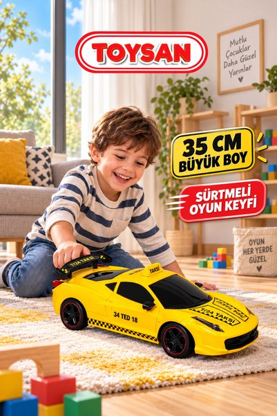 Toysan 1/12 Sliding Sports Yellow Taxi Car Fer 1 Piece 35 cm