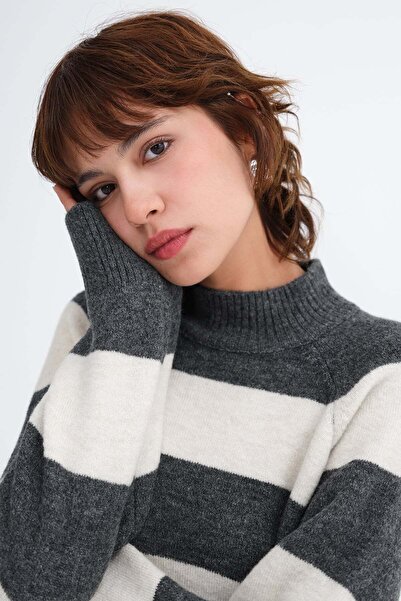 Addax Striped Knitwear Sweater K3533