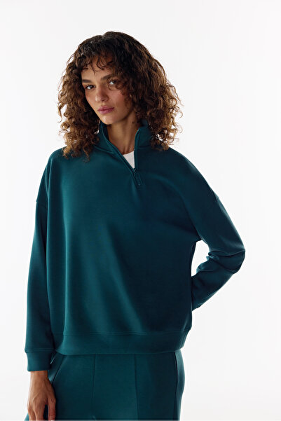 Penti Yeşil Modal Yarım Fermuarlı Sweatshirt