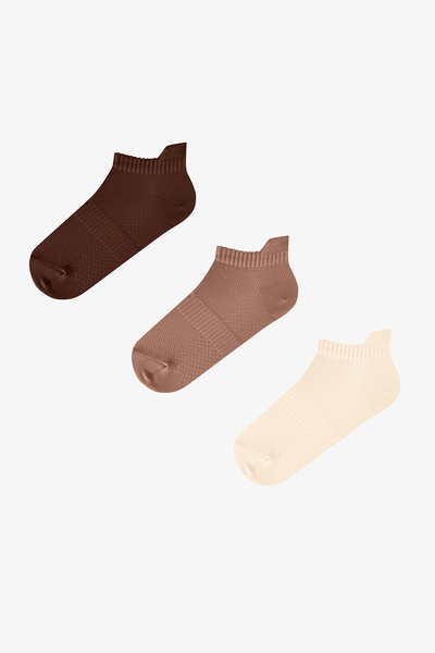 Penti Kahve Fit Back 3 Çift Patik Çorap