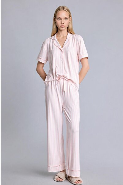 DeFacto Ultra Soft Regular Fit Short Sleeve Softshell Pajama Set I3483Ax26Au