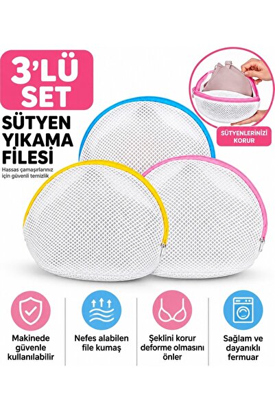 MorBebe 3 Adet Lüx Air Sütyen Yıkama Filesi I İç Çamaşırı Yıkama Filesi ( BÜT...