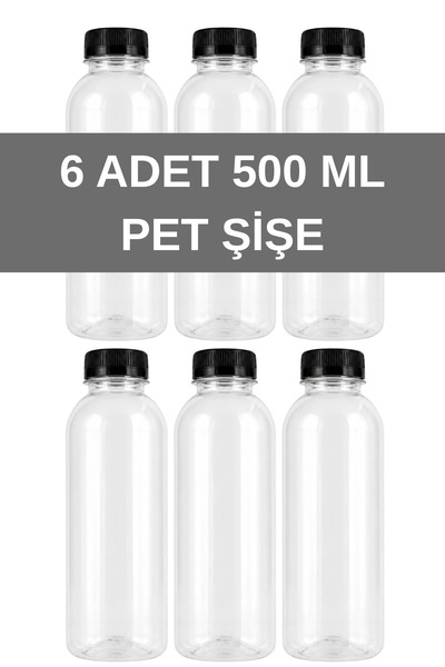 kefeli gurme 6 Adet Yuvarlak 500ml Plastik Şişe
