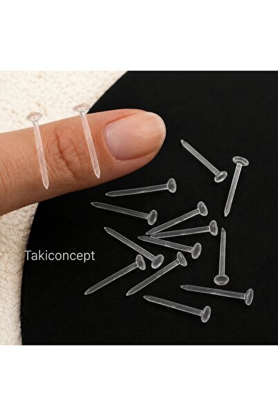 TakıConcept Görünmez Şeffaf Okul Küpesi 1 Çift Metal içermez Mr'da görünmez X...