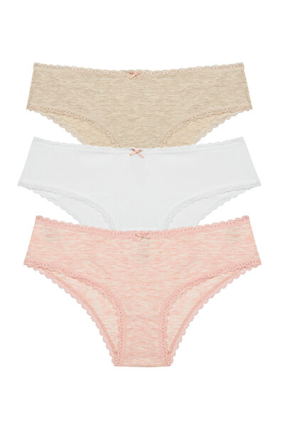 Penti Daily Lace 3-Pack Cotton Beige Slip Panties